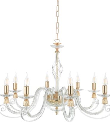 Lampadario 8 Luci In Vetro Trasparente 1306 Ondaluce Ciciriello