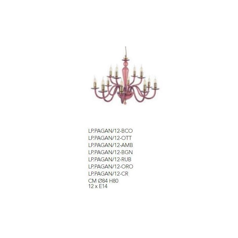 Lampadario Ottanio 12 Luci Paganini in vari colori Ondaluce Ciciriello