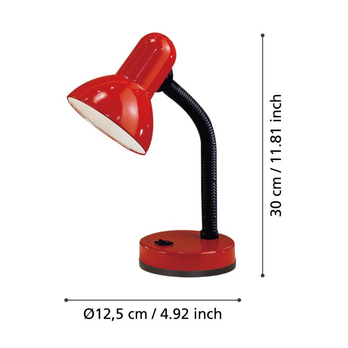 Lampada Da Scrivania Rossa con braccio flessibile - Basic Eglo