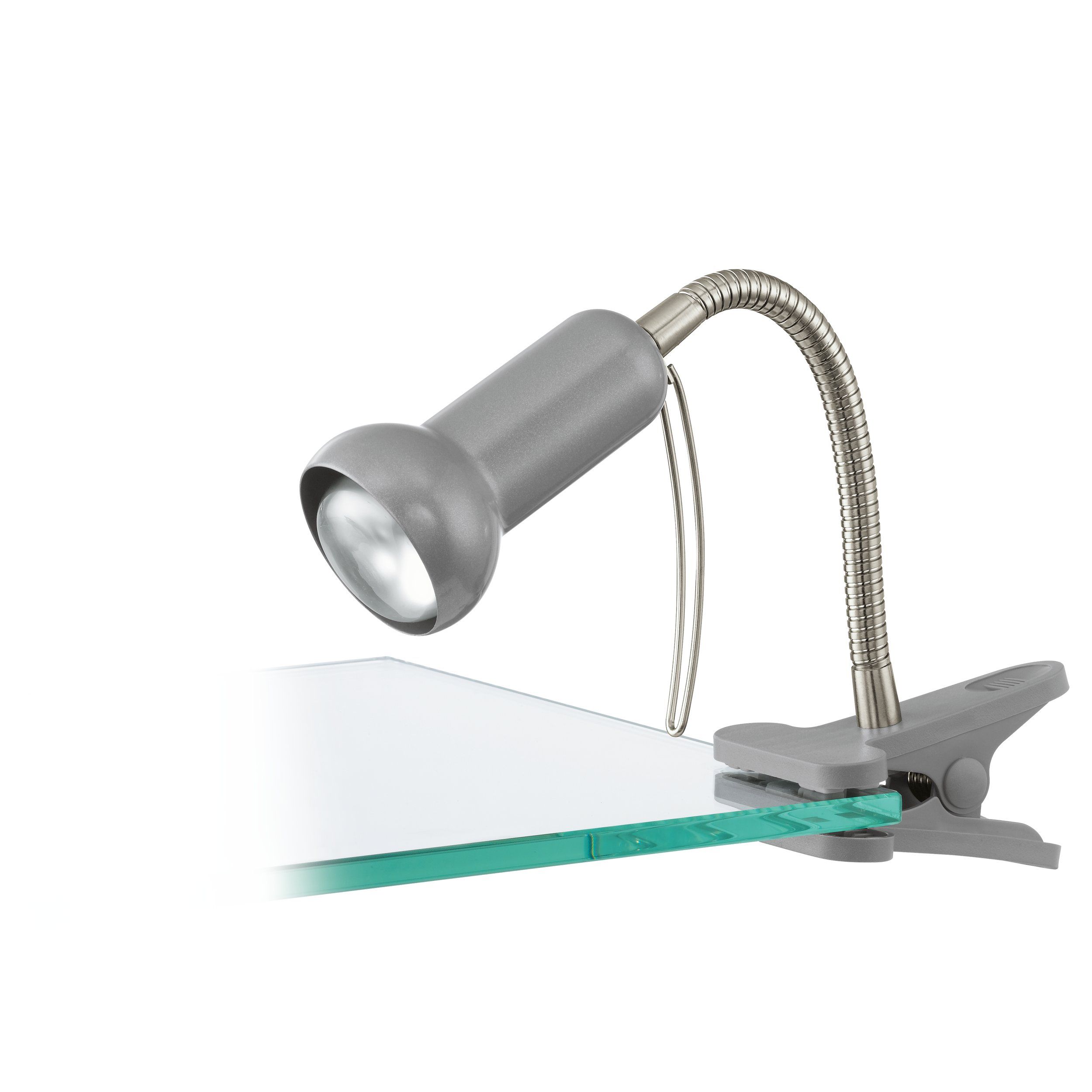 Lampada Da Scrivania con Pinza Braccio Snodabile Argento Fabio Eglo