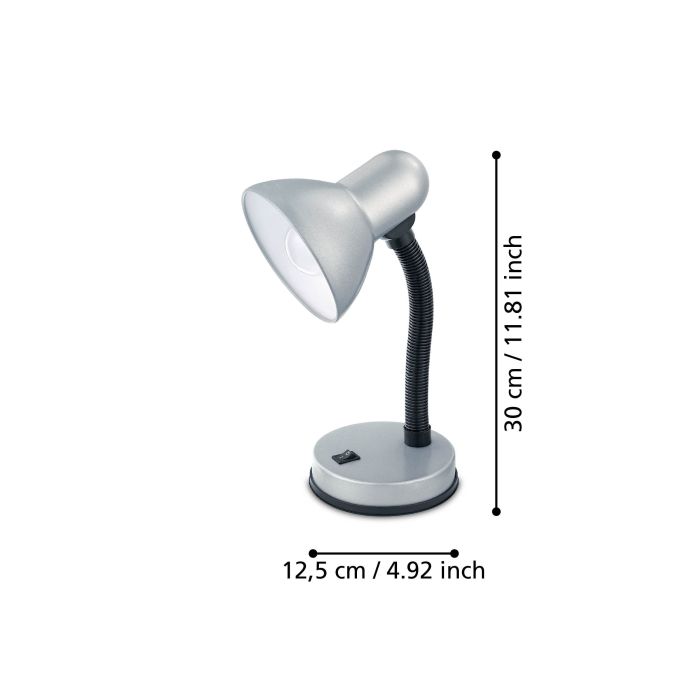 Lampada Da Scrivania Grigio Braccio Flessibile Eglo Basic