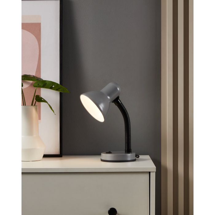 Lampada Da Scrivania Grigio Braccio Flessibile Eglo Basic