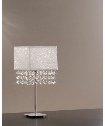 Lumetto da comodino Spark in tessuto glitterato con cristalli Antea Luce