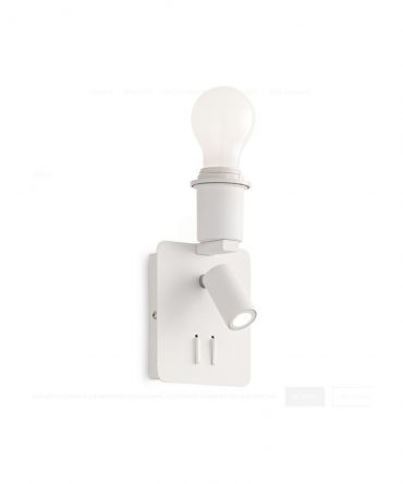IDEAL LUX Gea MAP1 Bianco Applique 2 Luci Con Faretto Led Orientabile e USB