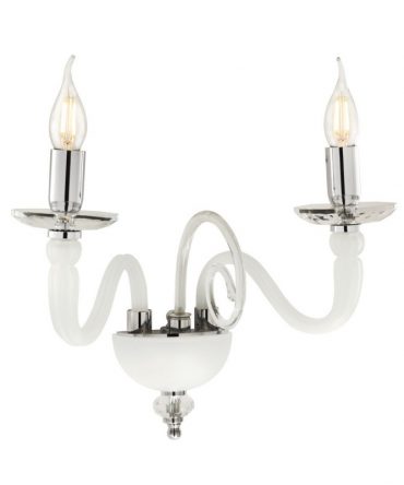 Applique 2 Luci In Vetro Bianco Debussy Ondaluce Ciciriello