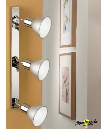 Applique Asta Con 3 Faretti Orientabili Cromo Bingo Illuminando