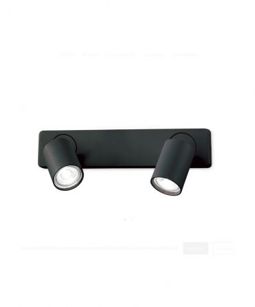 IDEAL LUX RUDY Applique nera Barra Con 2 Faretti Orientabili