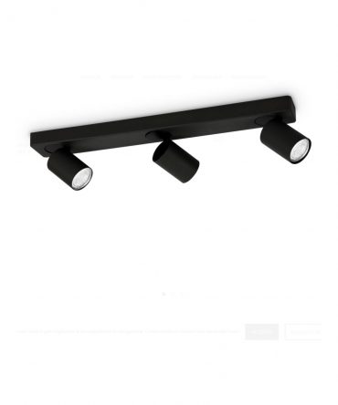IDEAL LUX RUDY Applique Barra Con 3 Faretti Orientabili  Nero