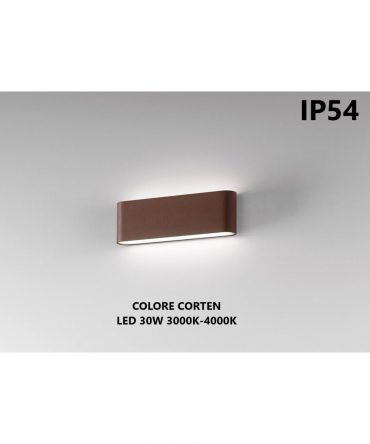 Applique Biemissione Per Esterni LED 30w 3000k o 4000k Wallet Corten IP54 Isyluce 512-20 - 4000K Luce Fredda