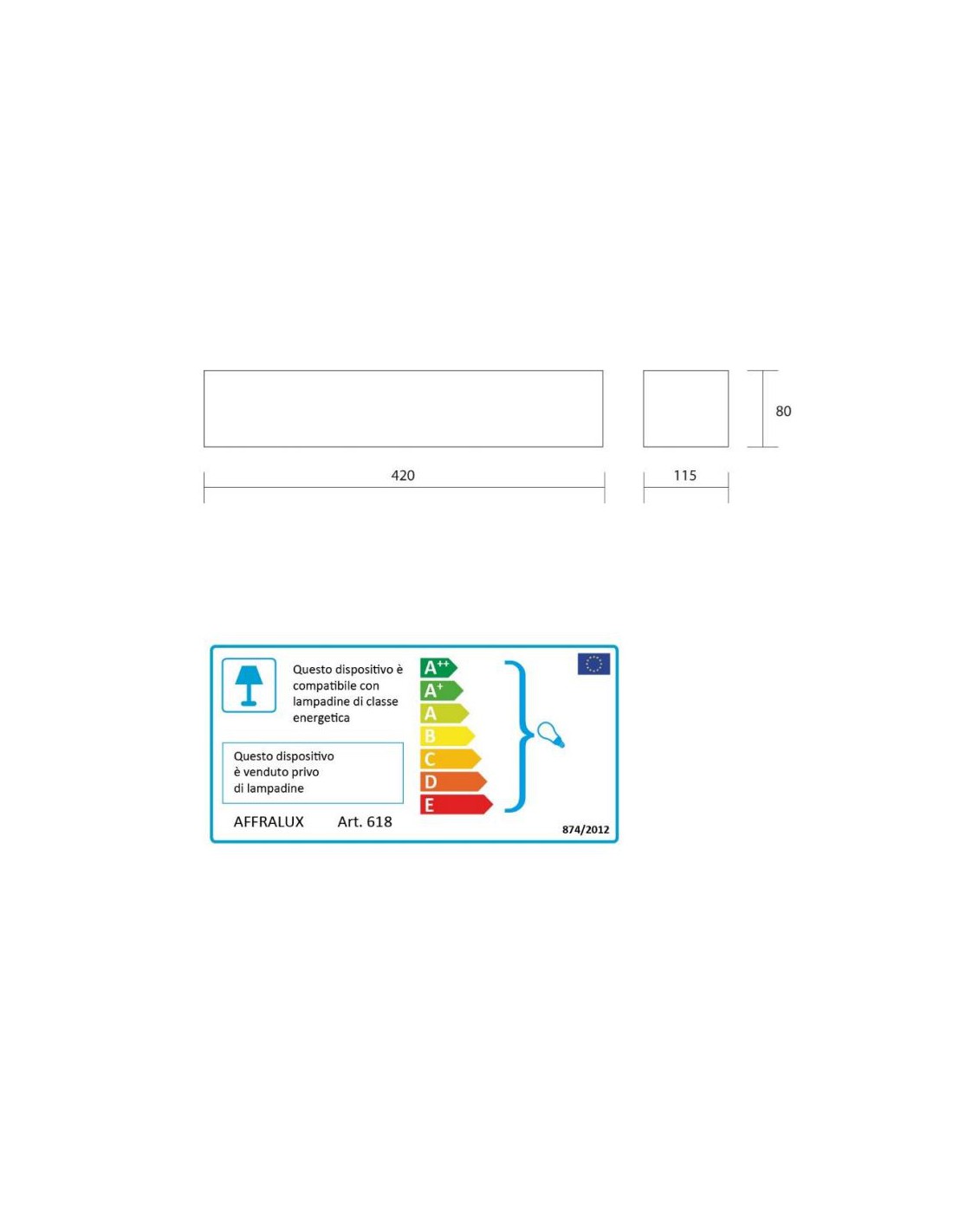 Applique Ceramica Biemissione Verniciabile Prisma Grande 42cm Isyluce 618