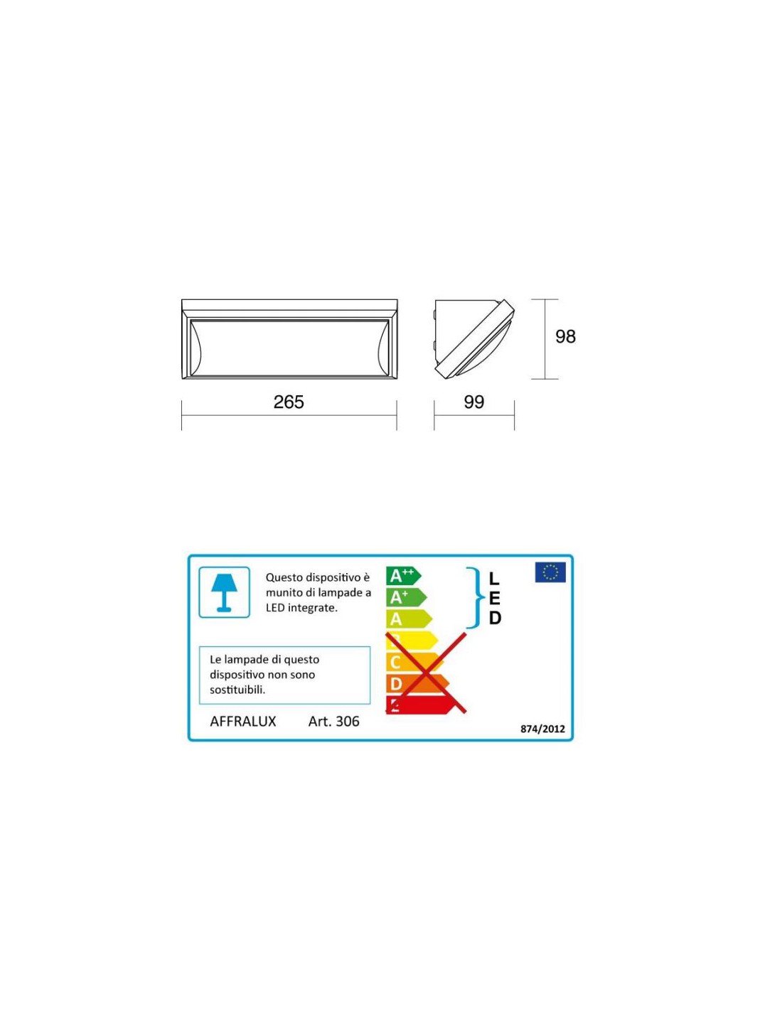 Applique da Esterno E-Sea Led 12w 3000K o 4000K Inclinata Antracite IP65 Isyluce 306
