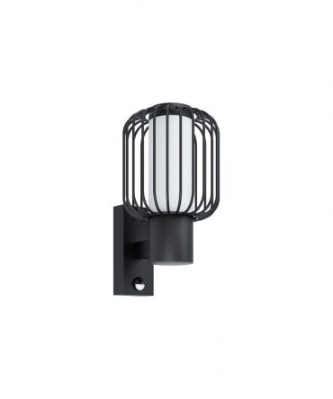 Applique Ingresso Rete Metallo Nero Ravello Con Sensore IP44 Eglo