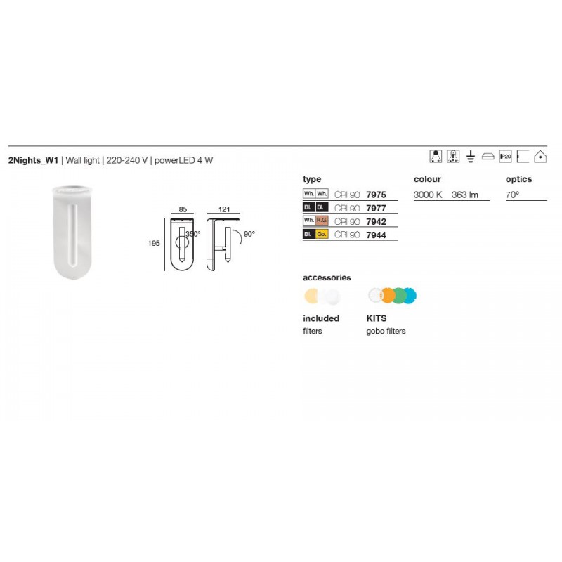 Applique Led 2Nights w1 nero orientabile Stilnovo - Linea Light 7977