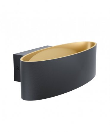 Applique Maccacari Led 10W Biemissione Nero E Oro L27 cm Eglo