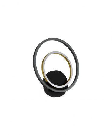 Applique Moderna 2 Anelli Concentrici Led Lanacera Nero Oro Eglo