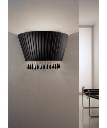 Applique Paolina tessuto pongé nero con cristalli Antea Luce