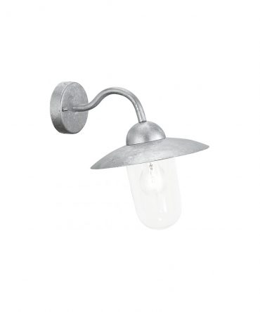 Applique Per Esterno Vintage Milton Zincato Vetro Trasparente IP44 Eglo