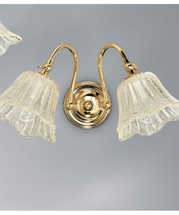 Applique Raggio di sole 2 luci vetro graniglia ambra Antea Luce