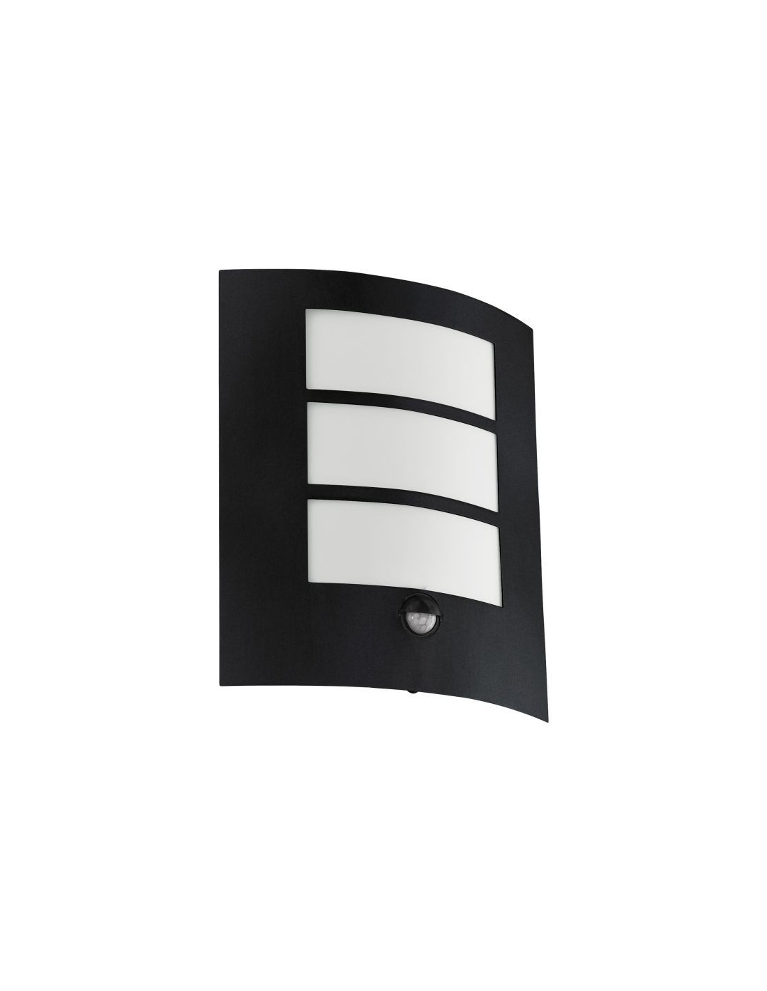 Applique Rettangolare IP44 City Nero Rilevatore Movimento Eglo