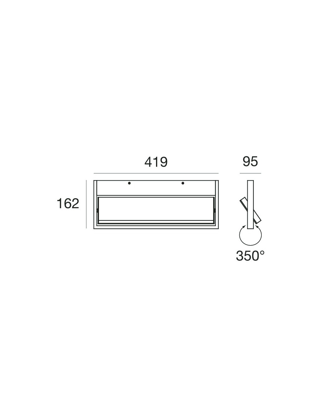 Applique Squadrata Rotante Tablet IP40 Nero Led 31w Stilnovo 7610