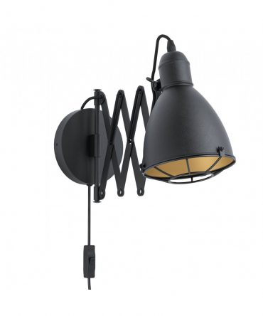 Applique Treburley Braccio Estendibile Nero Oro H20 cm Eglo