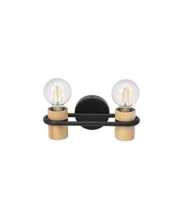 Applique Vintage Chieveley Nero 2 Portalampada Legno Eglo