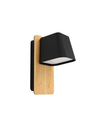 Applique Vintage Legno Diffusore Squadrato Metallo Nero Ruscio Eglo