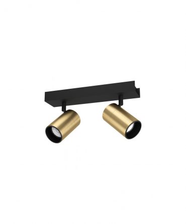 Faretto Doppio Spot GU10 Orientabile Nero Ottone Cumaribo Eglo