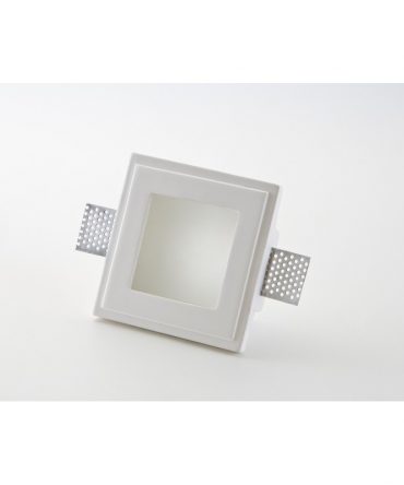 Faretto in Gesso Incasso Quadrato 12x12cm Con Vetro e Portalampada GU10 Isyluce 805
