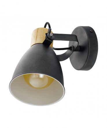 Faretto Spot Coswarth 1xE27 Vintage Legno E Argento L14 cm Eglo