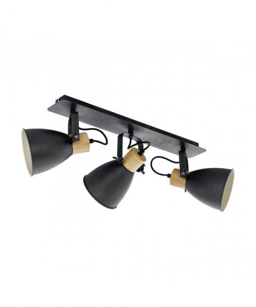 Faretto Spot Coswarth 3xE27 Vintage Legno E Argento L67 cm Eglo