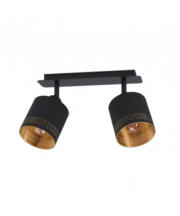 Faretto Spot Esteperra 2xE27 Tessuto Nero Oro L33,5 cm Eglo