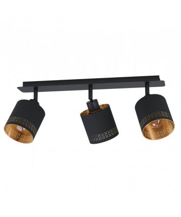Faretto Spot Esteperra 3xE27 Tessuto Nero Oro L57,5 cm Eglo