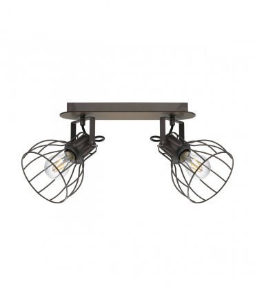 Faretto Spot Sambatello 2xE27 Vintage Legno E Argento L33,5 cm Eglo