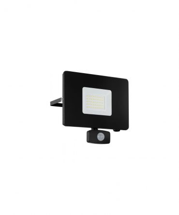 Faro Proiettore IP65 Faedo Nero Led 53w 5000k Sensore Movimento Eglo