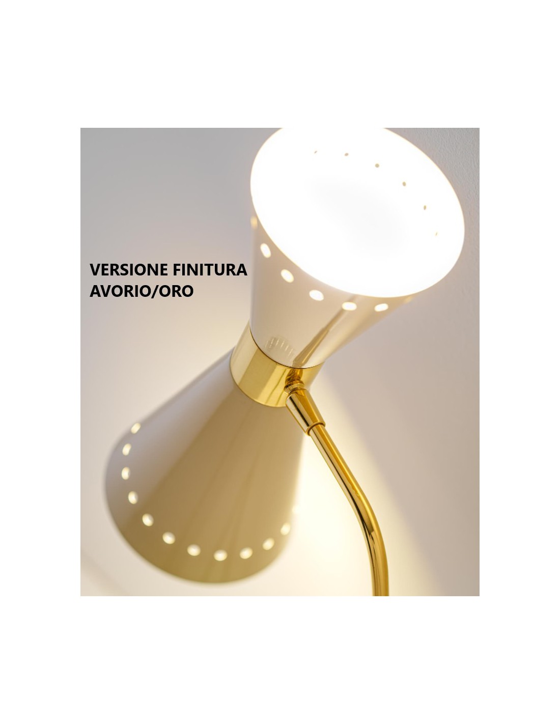 Grande Lampadario 16 Luci Doppia Emissione Megafono Avorio Oro Stilnovo 9567