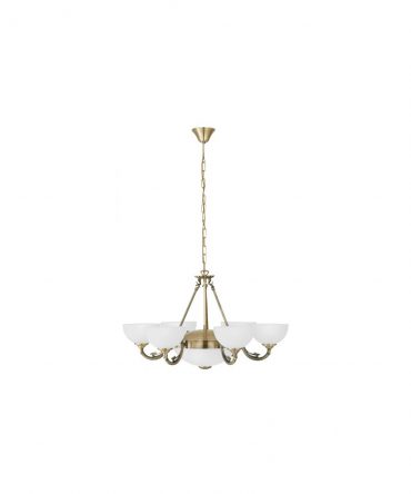Grande Lampadario Classico 6 Luci Vetro Bianco Savoy Eglo