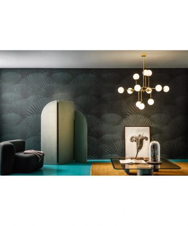 Grande Lampadario Galassia Design 12 Sfere Vetro Bianco Stilnovo 9555