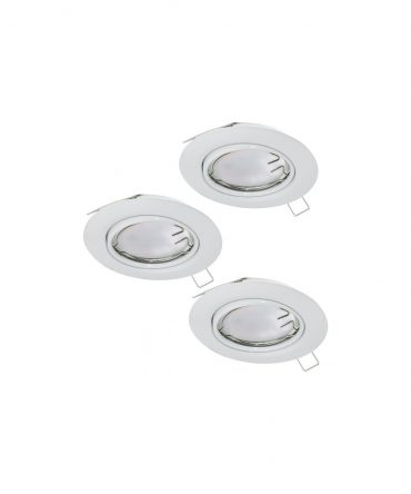 Kit 3 Faretti Da Incasso Rotondi Bianchi Peneto GU10 Incluso Eglo