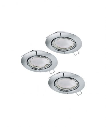 Kit 3 Faretti Da Incasso Rotondi Cromo Peneto GU10 Incluso Eglo