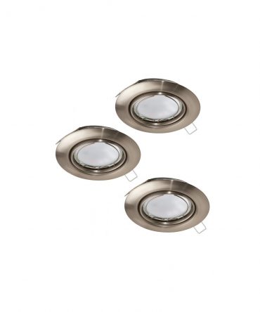 Kit 3 Faretti Da Incasso Rotondi Nichel Peneto GU10 Incluso Eglo