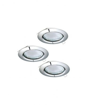 Kit 3 Faretti GU10 Da Incasso Rotondi Cromo Peneto Eglo