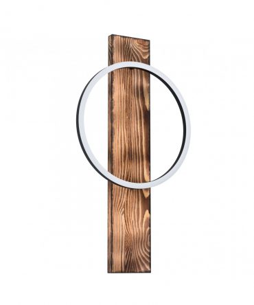 Lampada Da Parete Boyal Anello Led Legno Anticato H56 cm Eglo