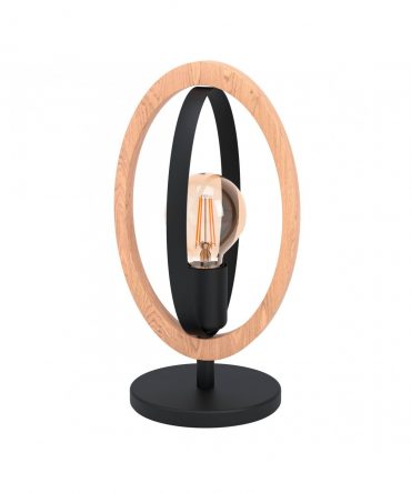 Lampada Da Tavolo Basildon Forma Ellittica Legno H34,5 cm Eglo