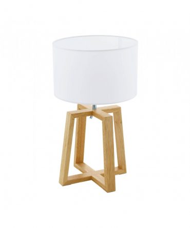 Lampada Da Tavolo Chietino 1xE27 Legno E Tessuto Bianco H44 cm Eglo