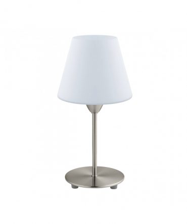 Lampada Da Tavolo Damasco 1xE14 Nichel E Vetro Opale Bianco Ø14,5 cm Eglo