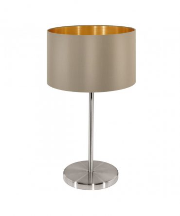Lampada Da Tavolo Moderna Maserlo Paralume Tortora E Oro Eglo