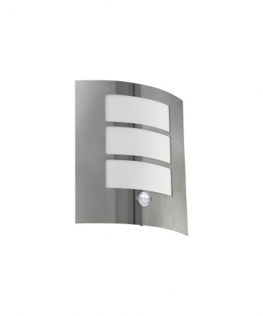 Lampada Parete Con Sensore Movimento IP44 City Acciaio Inox Eglo