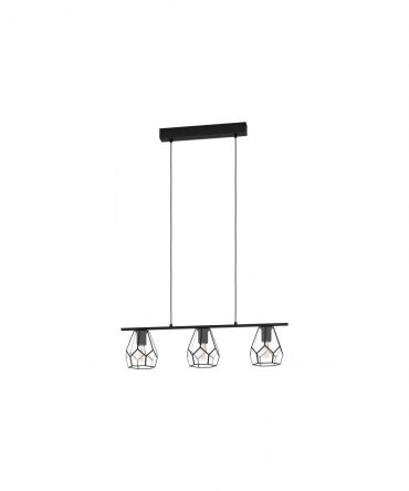 Lampada Sospensione 3 Vetri Trasparenti Sfaccettati Metallo Mardyke Eglo