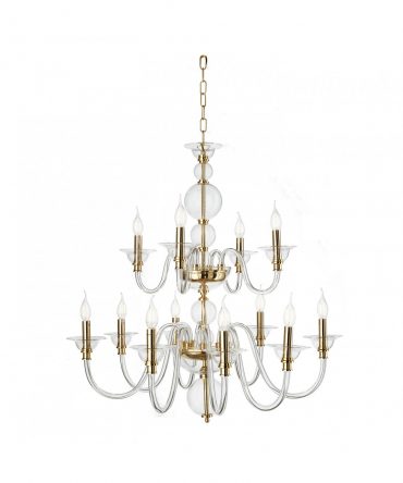 Lampadario 12 Luci In Vetro Tebe bianco, ambra, ottanio, fumè, trasparente Ondaluce Ciciriello